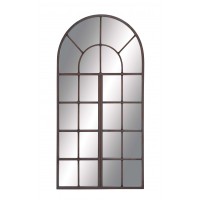Decmode 48 Inch Traditional Arched Wood and Iron Wall Mirror, Brown   566920401